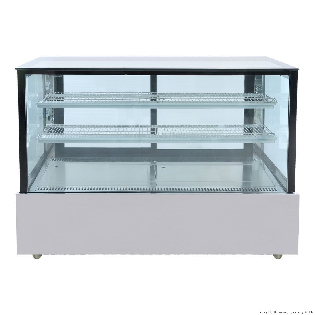 Bonvue Black Trim Square Glass Cake Display 2 Shelves - SSU150-2XB