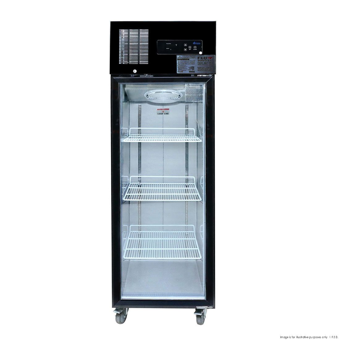 Single Glass Door Upright Fridge Black Stainless Steel - SUCG500B