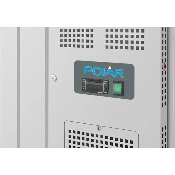 Polar U-Series GN Counter Saladette with Square Sneeze Guard - 2 Door