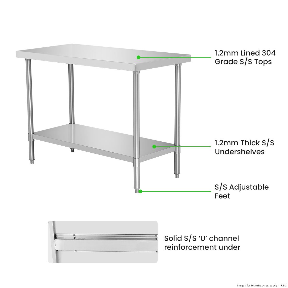 WB7-1000/A Stainless Steel Workbench