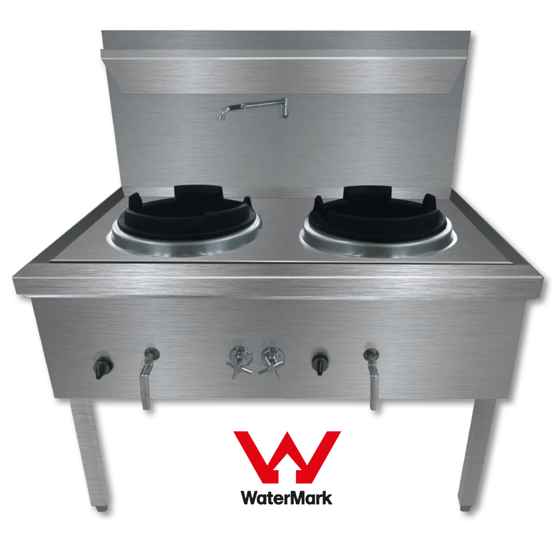 Gasmax Stainless Steel Waterless LPG Double Wok Chimney Burner - WW-2LC