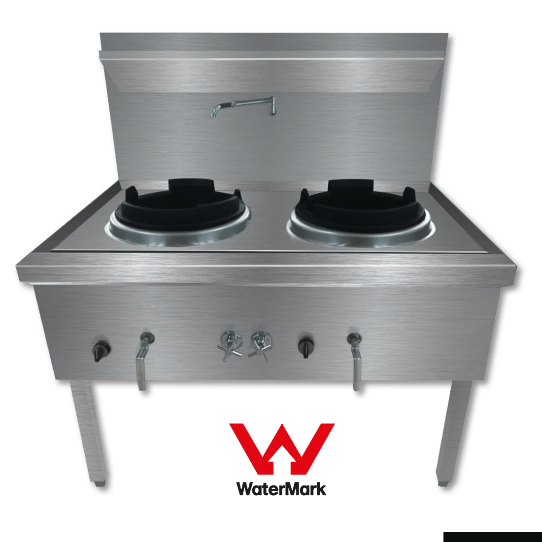 Gasmax Stainless Steel Waterless Nature Gas Double Wok Chimney Burner - WW-2NC