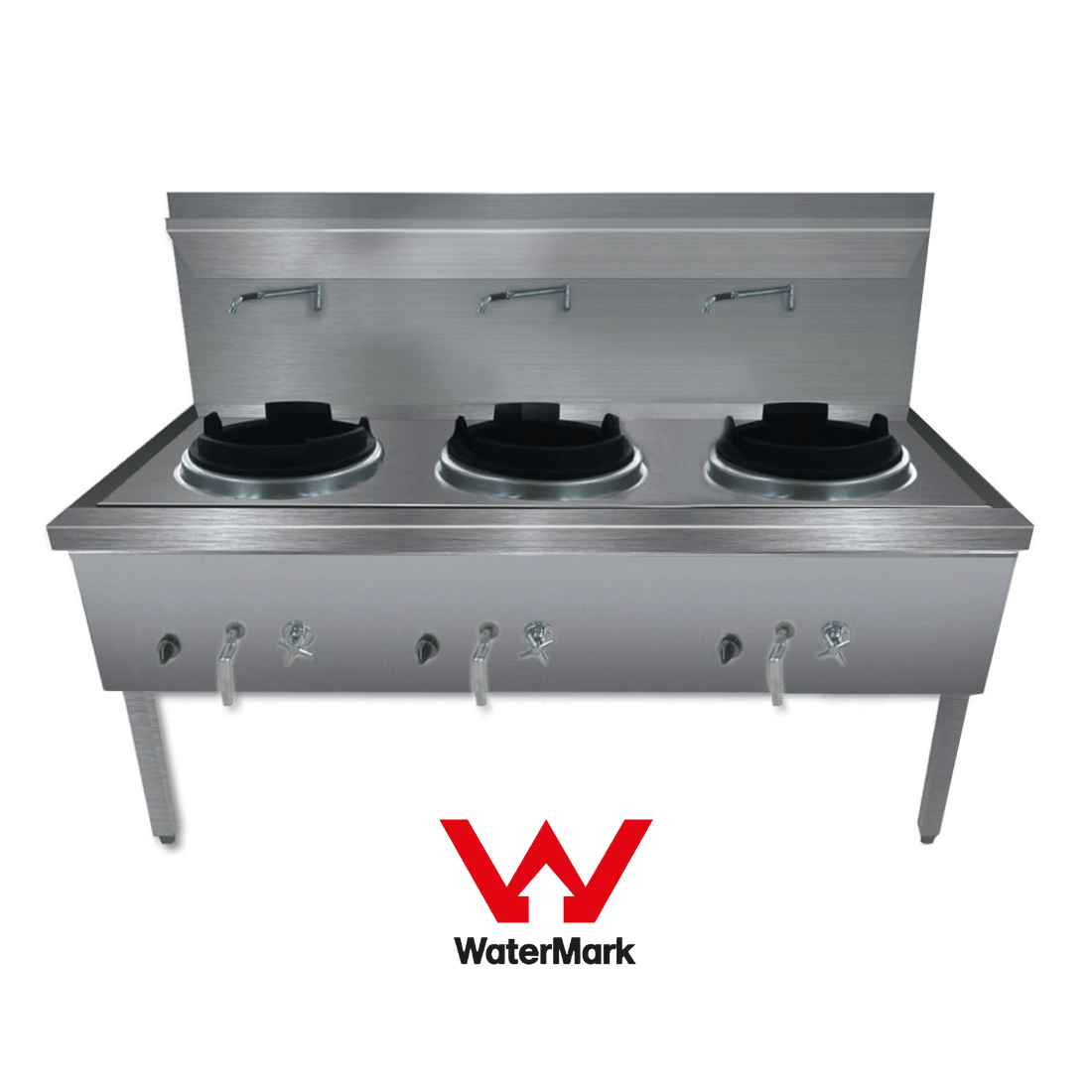 Gasmax Stainless Steel Waterless LPG Triple Wok Chimney Burner - WW-3LC