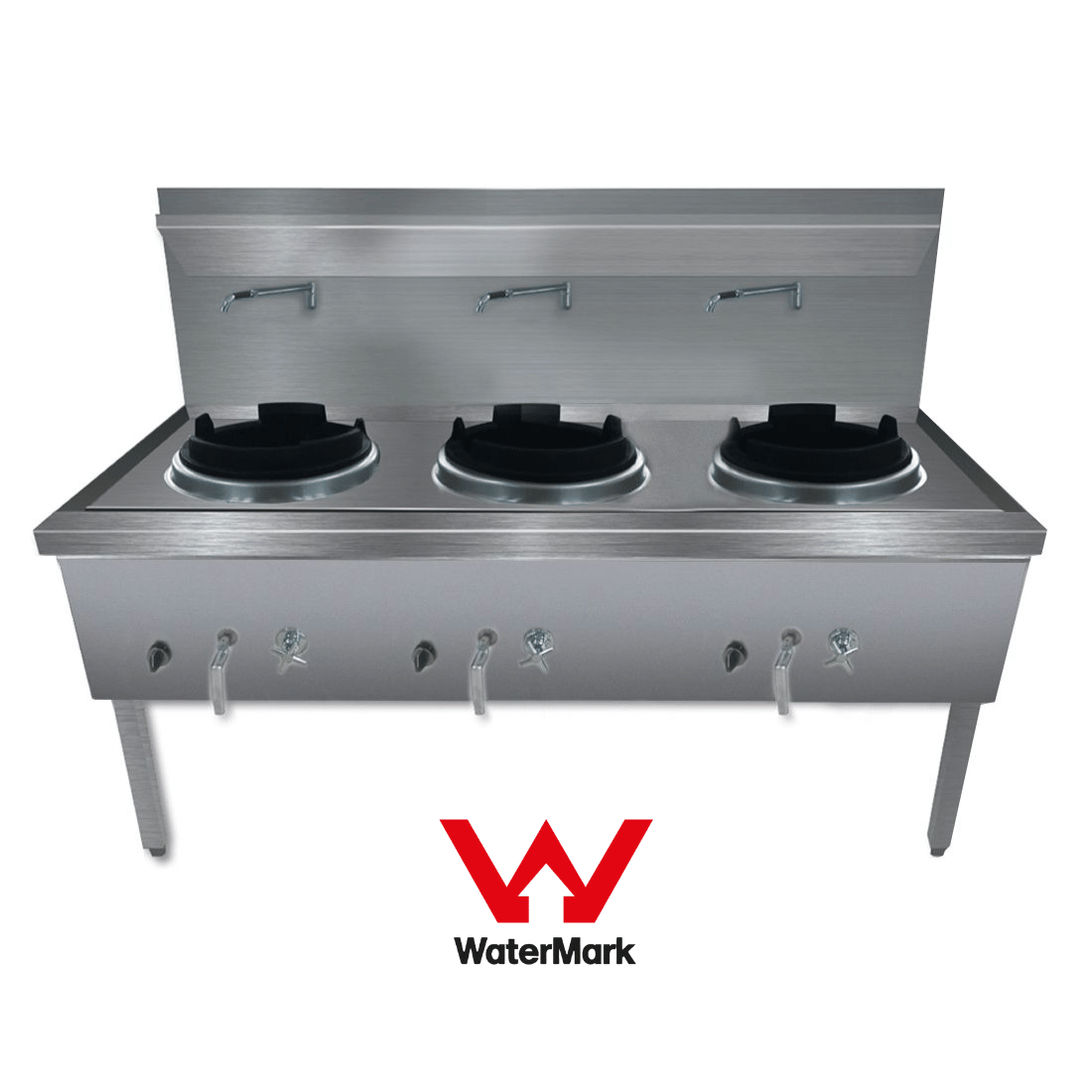 Gasmax Stainless Steel Waterless Nature Gas Triple Wok Chimney Burner - WW-3NC