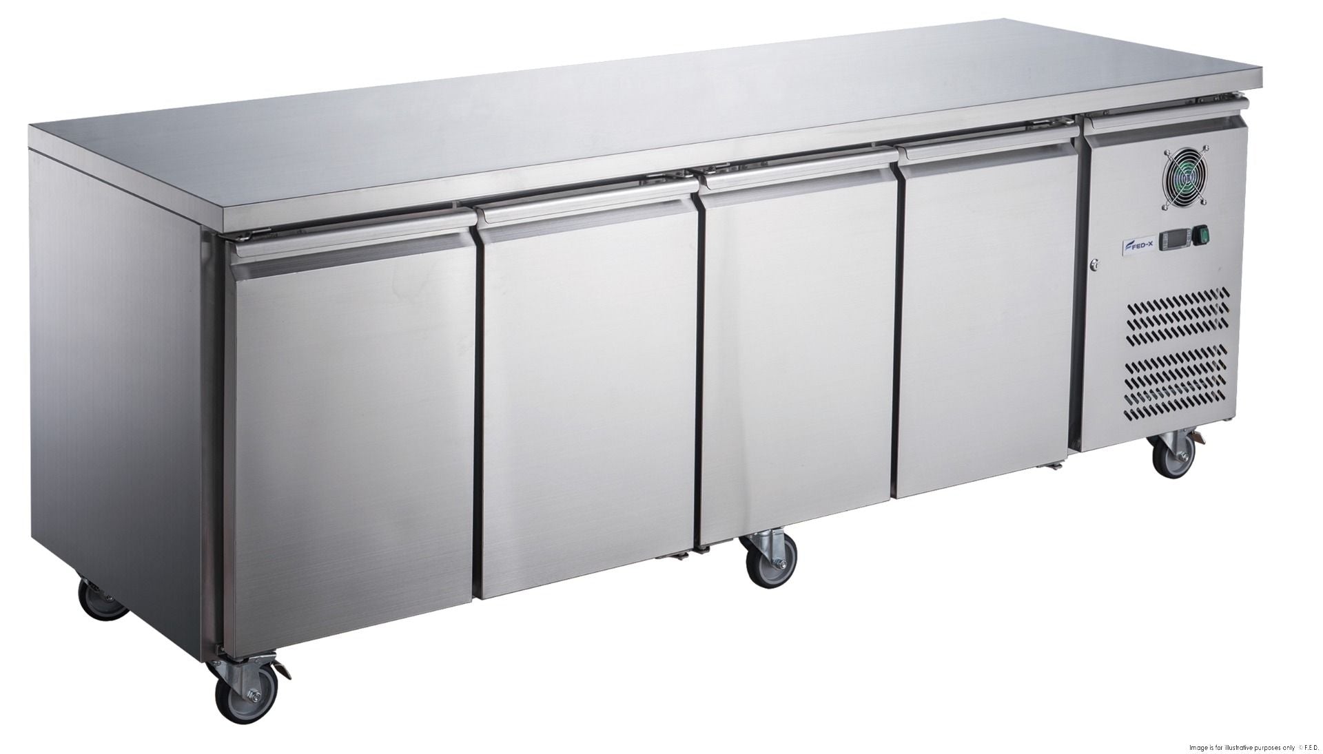 FED-X S/S Four Door Bench Fridge - XUB6C22S4V