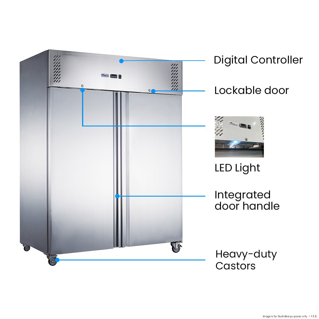 FED-X S/S Two Full Door Upright Fridge - XURC1200SFV