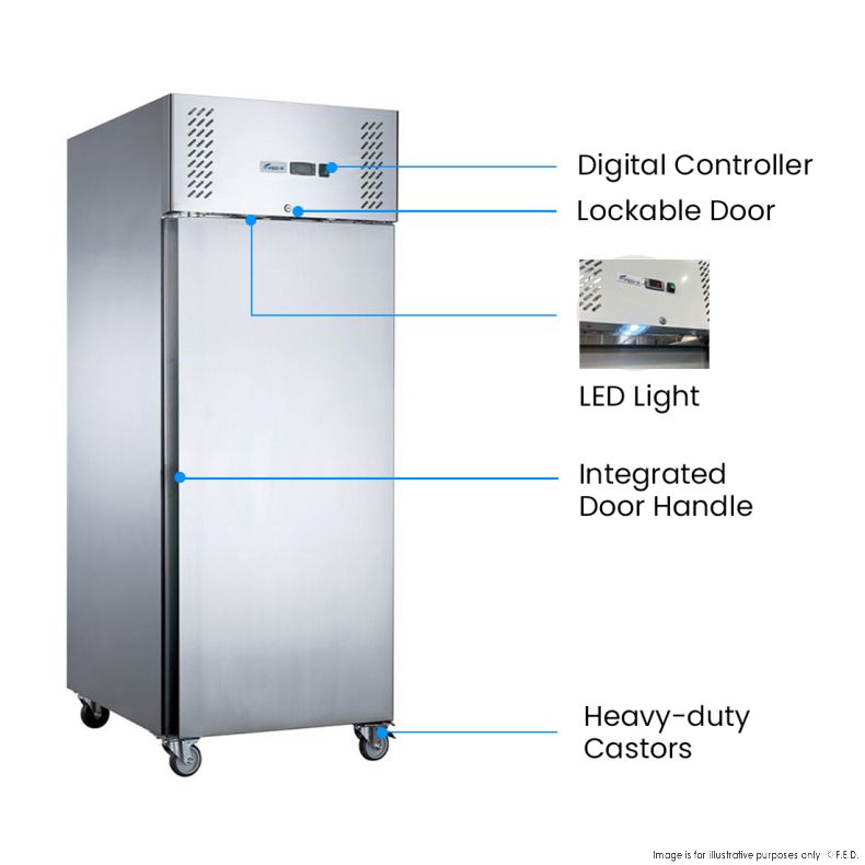 FED-X S/S Single Full Door Upright Fridge - XURC600SFV