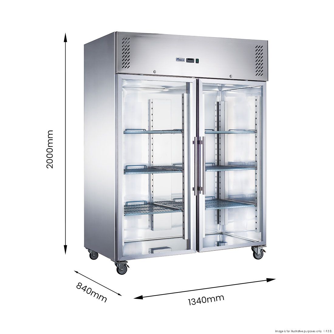 FED-X S/S Two Full Glass Door Upright Fridge - XURC1200G2V