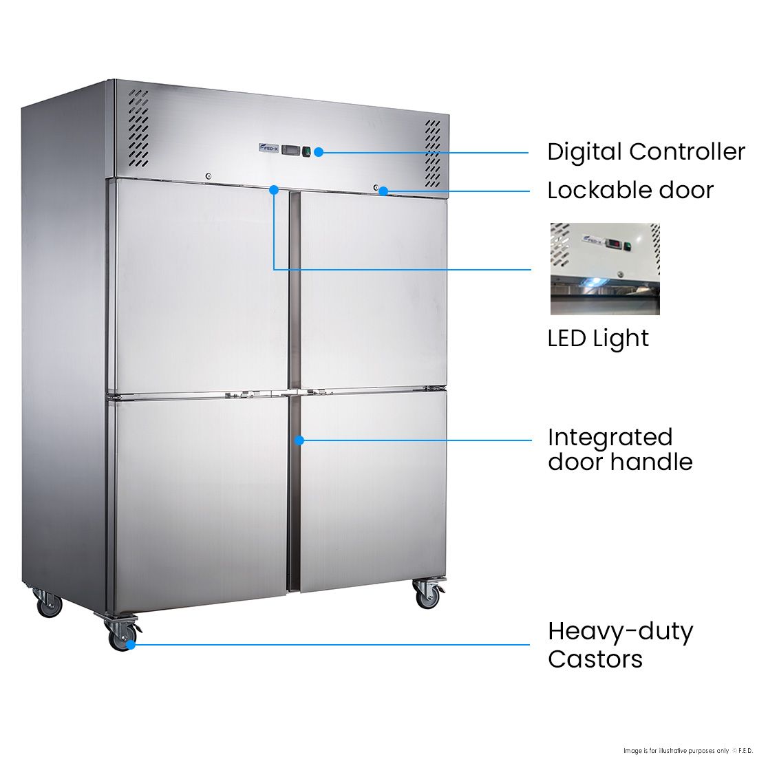 FED-X S/S Four Door Upright Fridge - XURC1200S2V