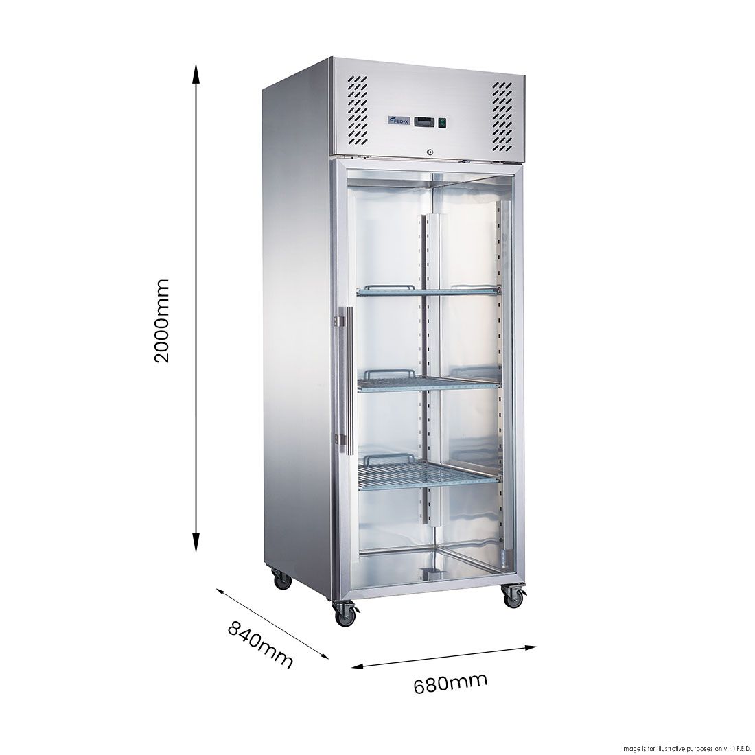 FED-X S/S Full Glass Door Upright Fridge - XURC600G1V