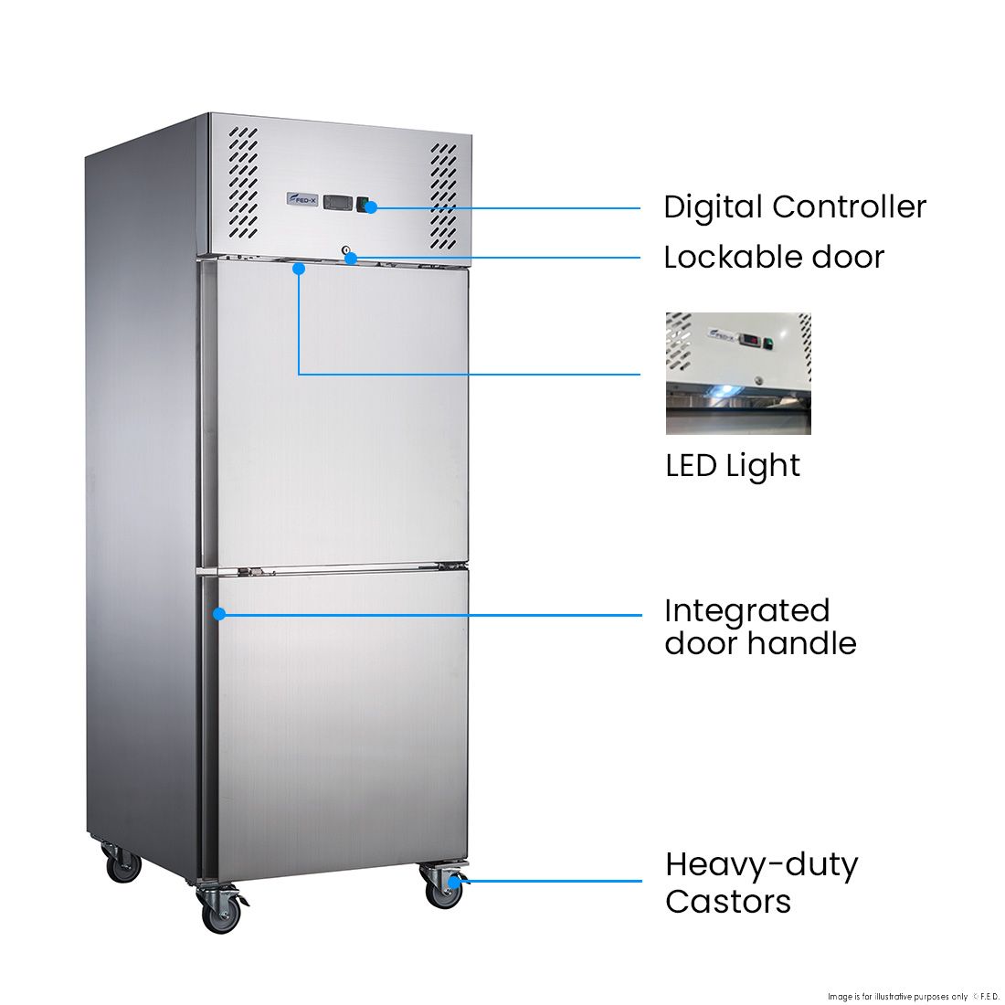 FED-X S/S Two Door Upright Freezer - XURF650S1V