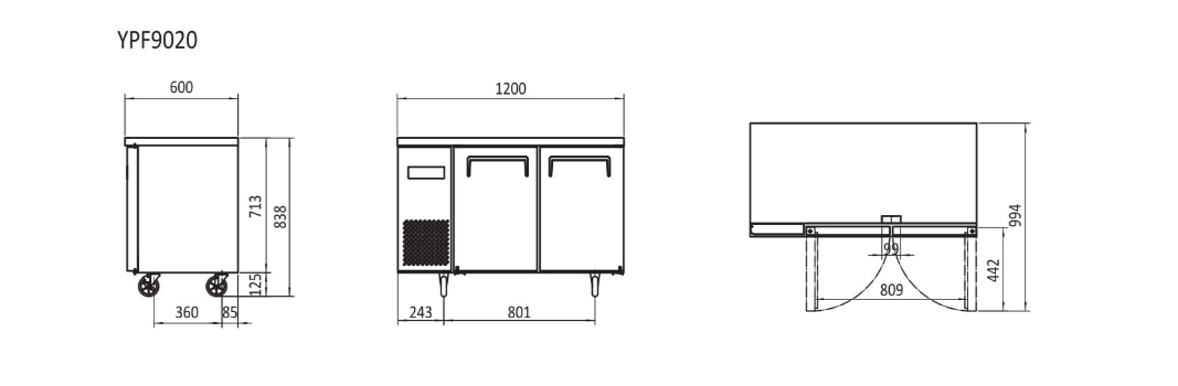 UNDERCOUNTER FRIDGE 1200 MM YPF9020