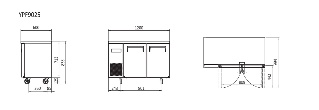 UNDERCOUNTER FREEZER 1200 MM YPF9025