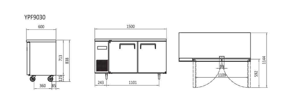 UNDERCOUNTER FRIDGE 1500 MM YPF9030