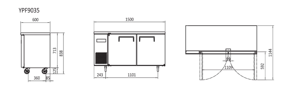 UNDERCOUNTER FREEZER 1500 MM YPF9035