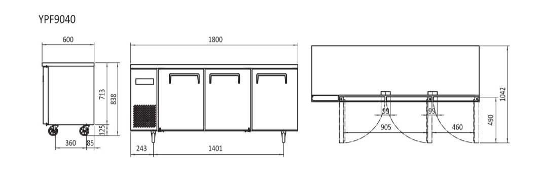 UNDERCOUNTER FRIDGE 1800 MM YPF9040