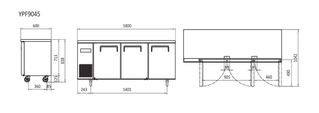 UNDERCOUNTER FREEZER 1800 MM YPF9045