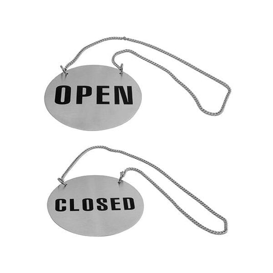 OPEN/CLOSE SIGN-S/S 130MM ON CHAIN