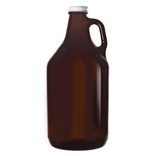 GLASS BEER JUG 1.89L WITH LID AMBER GROWLER LIBBEY